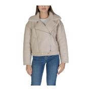 Beige Synthetisch Leren Jas Dames Collectie Vila , Beige , Dames