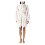 Broderie Mini Jurk Avorio Zimmermann , White , Dames