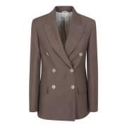 Bruine Jas met Dubbele Knopenrij Brunello Cucinelli , Brown , Dames