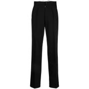 Zwarte Geplooide Wollen Broek Maison Margiela , Black , Dames