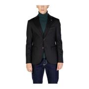 Zwarte Polyester Blend Heren Blazer Gianni Lupo , Black , Heren