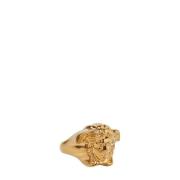 Medusa Motief Gouden Ring Versace , Yellow , Dames