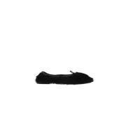 Zwarte Shearling Ballerina Leren Schoenen Hereu , Black , Dames