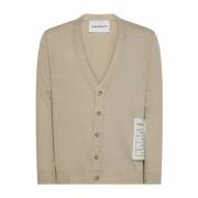 Beige Katoen V-Hals Cardigan Sweater Amaránto , Beige , Heren