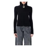 Zwarte Gebreide Cardigan Met Rits Anker Borduurwerk JW Anderson , Blac...