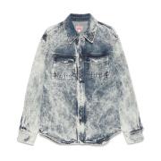 Blauwe Denim Shirt met Zakken Kenzo , Blue , Heren