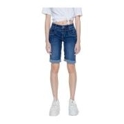 Katoen Bermuda Shorts Street One , Blue , Dames