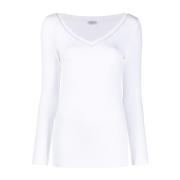 V-hals Lange Mouw Gebreid Bianco Brunello Cucinelli , White , Dames