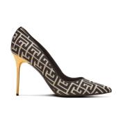 Rubijnen stiletto's met jacquard monogram Balmain , Black , Dames