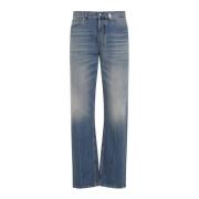 Blauw Gewassen Straight Leg Jeans Alexander McQueen , Blue , Heren