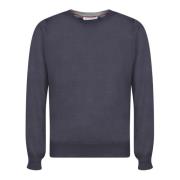 Luxe Cashmere Silk Crewneck Sweater Brunello Cucinelli , Blue , Heren