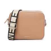 Stijlvolle leren crossbody tas met rits Coccinelle , Beige , Dames