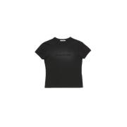 Logo T-shirt met gespoten fade-out effect Acne Studios , Black , Dames