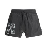 Sportieve Zwemshorts met Koord Off White , Black , Heren