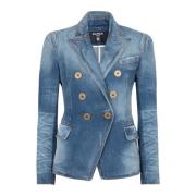 Denimjack met 6 knopen Balmain , Blue , Dames