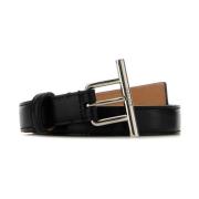 Klassieke Zwarte Leren Riem Alexander McQueen , Black , Dames