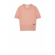 Kortemouw Cashmere Sweater met Artist Stripe Paul Smith , Pink , Dames