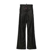 Zwarte Stretch Katoen Wijde Pijp Jeans Dsquared2 , Black , Dames