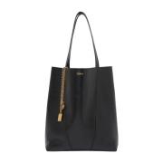 Zwarte leren handtas met kettinghandvatten Chloé , Black , Dames