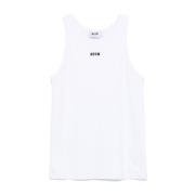 Heren Logo Print Wit T-shirt Msgm , White , Heren