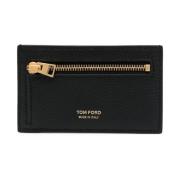 Zwarte Leren Portemonnee Stijlvolle Herenaccessoires Tom Ford , Black ...