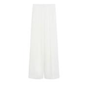 Luxe Wol Wijde Pijp Broek Max Mara , White , Dames