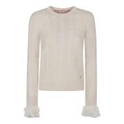 Effen Ivoor Gebreide Top Valentino Garavani , Beige , Dames