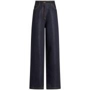 Indigo Denim High Waist Wide Leg Jeans Etro , Blue , Dames