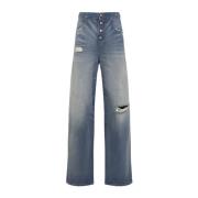 Blauwe Denim 5-Pocket Broek MM6 Maison Margiela , Blue , Dames