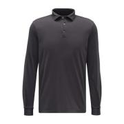 Donkergrijze polo met lange mouwen Fedeli , Black , Heren