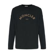 Navy Rubberized Logo Longsleeve T-Shirt Moncler , Blue , Heren