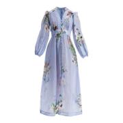 Blauwe Bloemen Plunge Midi Jurk Zimmermann , Blue , Dames