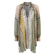 Groene Print Patch Viscose Jurk Mes Demoiselles , Multicolor , Dames