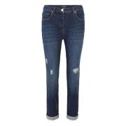 Slim-Fit Jeans met Vintage Details Doris S , Blue , Dames