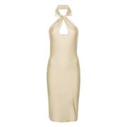 Metallic Open Chest Sleeveless Dress Coperni , Beige , Dames