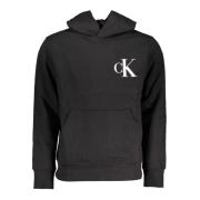 Zwarte hoodie met centrale zak en logo Calvin Klein , Black , Heren