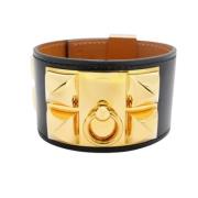 Pre-owned Leather bracelets Hermès Vintage , Black , Dames