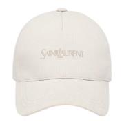 Witte Baseballpet Geborduurd Logo Saint Laurent , White , Dames