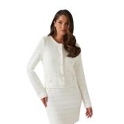 Paillet Bouclé Jas Guess , White , Dames