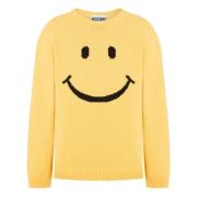 Gele Crew Neck Sweater met Logo Moschino , Yellow , Heren