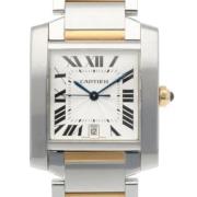 Pre-owned Stainless Steel watches Cartier Vintage , White , Dames