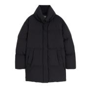 Horizontaal Gewatteerde Parka Jas Aspesi , Black , Dames