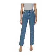 Blauwe Katoenen Mom Fit Jeans Calvin Klein Jeans , Blue , Dames