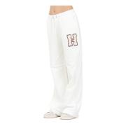 Witte sportieve broek met wijde pijpen Tommy Jeans , White , Dames