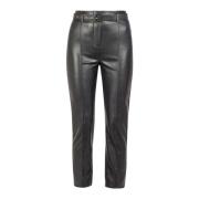 Hoge taille imitatie leren slim broek Jucca , Black , Dames