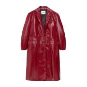 Rood leren lang jack klassieke stijl Msgm , Red , Dames