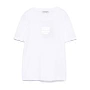 Wit Logo Print Crew Neck T-shirt Max Mara , White , Dames