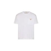 Metalen V Element Katoenen T-shirt Valentino , White , Heren