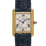 Pre-owned Yellow Gold watches Cartier Vintage , White , Heren