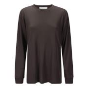 Lange mouwen ronde hals lyocell t-shirt Studio Nicholson , Brown , Dam...